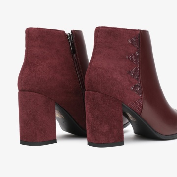 Botine dama din Piele Ecologica CRL0665 BORDO - Img 3
