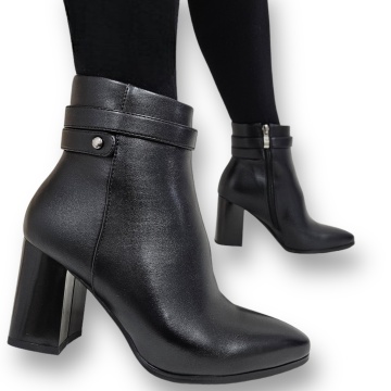 Botine DAMA din PIELE Ecologica cu FERMOAR si Catarama CRL0926 CULOARE: Negru - Img 3