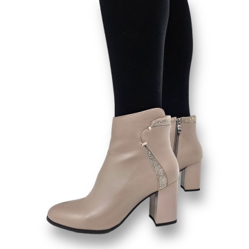 Botine DAMA din PIELE Ecologica cu FERMOAR si Catarama CRL0931 CULOARE: Khaki - Img 4