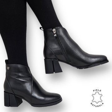 Botine DAMA din PIELE Naturala CRL0936 CULOARE: Negru - Img 3