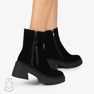BOTINE PIELE NATURALA INTOARSA cu Fermoar lateral CRL1243 - Img 3