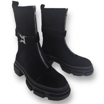 Cizme DAMA din PIELE NATURALA INTOARSA CRL0908 CULOARE: Negru - Img 3