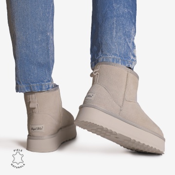 CIZME TIP UG DAMA din PIELE NATURALA INTOARSA CRL0893 CULOARE:GRI - Img 3