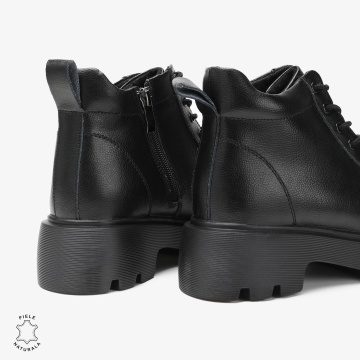 Ghete dama din Piele Naturala CRL0677 Negre - Img 3