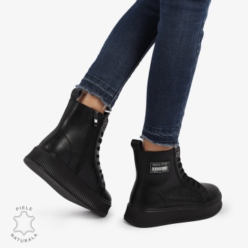 Ghete Imblanite Piele Naturala Negre CRL0649 - Img 2