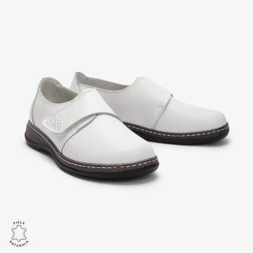 Mocasini dama din Piele naturală CRL0017 Alb