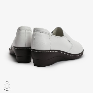 Mocasini Dama din Piele naturală CRL0118 Alb - Img 3