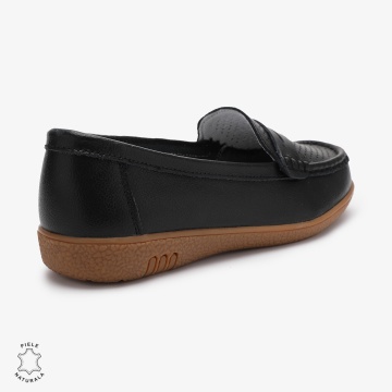 Mocasini dama din Piele Naturala CRL0712 NEGRU - Img 3