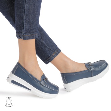 Mocasini DAMA din PIELE Naturala CRL0941 CULOARE: NAVY - Img 2