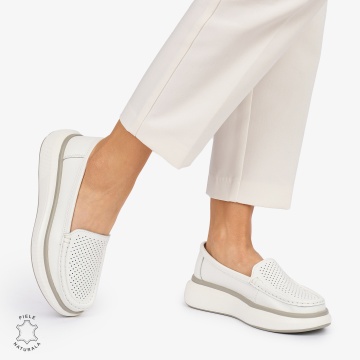 MOCASINI dama din Piele Naturala CRL1057 CULOARE: ALB - Img 2