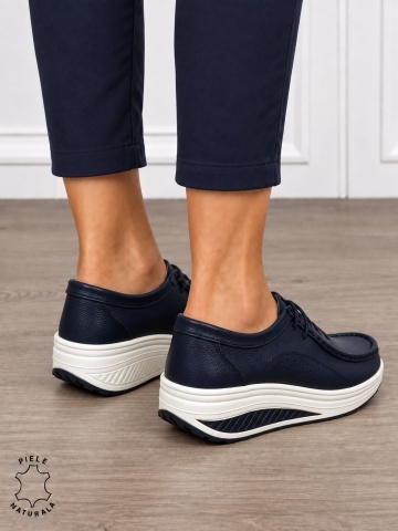 Mocasini dama din Piele Naturala CRL1219 BLEUMARIN - Img 3