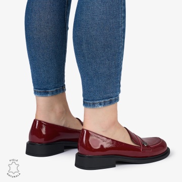MOCASINI dama din Piele Naturala cu model CRL0994 Bordo - Img 3