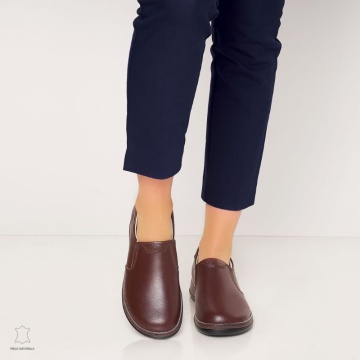Mocasini dama din piele naturala cu talpa plata CRL0014 MARO - Img 2