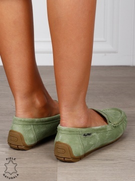MOCASINI damă din piele naturală Intoarsa cu talpa joasa CRL1582 Verde - Img 3