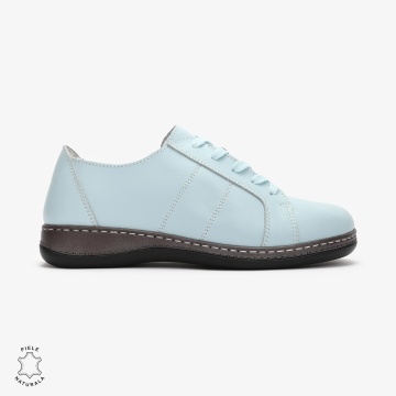Pantofi casual Albaștri de dama din piele naturala cu talpa plata CRL0013 - Img 2