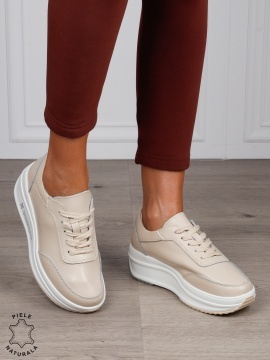 Pantofi casual dama din Piele naturală CRL0058 BEJ - Img 2