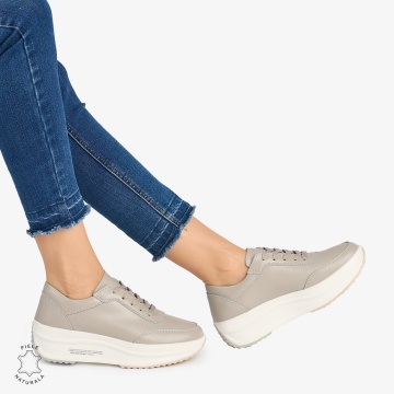 Pantofi casual dama din Piele naturală CRL0058 GRI - Img 2
