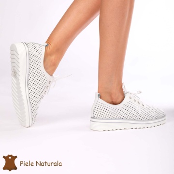 Pantofi casual dama din Piele naturală CRL0113 ALB - Img 3