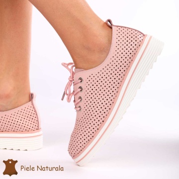 Pantofi casual dama din Piele naturală CRL0113 ROZ - Img 2