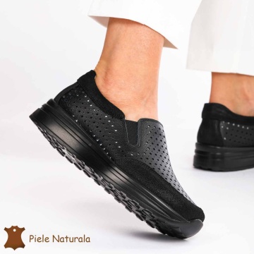 Pantofi Casual dama din Piele naturala CRL0860 NEGRU - Img 2
