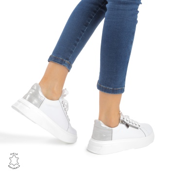 Pantofi Casual DAMA din PIELE Naturala CRL0940 CULOARE: ALB - Img 2