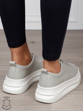 Pantofi Casual dama din Piele Naturala CRL1055 CULOARE: GRI - Img 3