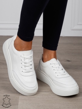 Pantofi Casual dama din Piele Naturala CRL1539 ALB - Img 2
