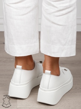 Pantofi Casual dama din Piele Naturala CRL1543 ALB - Img 4