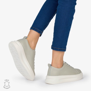 Pantofi Casual dama din Piele Naturala CRL1637 CULOARE: GRI - Img 4