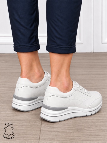 Pantofi casual damă din piele naturală cu design modernl CRL1897 ALB - Img 3
