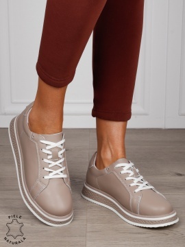 Pantofi Casual damă din piele naturală cu mici perforati CRL1513 ROZ - Img 2