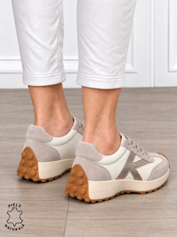 Pantofi Casual dama din Piele Naturala cu model special CRL1551 GRI - Img 3