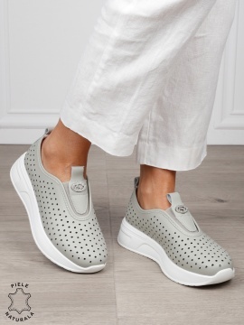 Pantofi Casual dama din Piele Naturala mici perforati CRL1542BARILLA - Img 2
