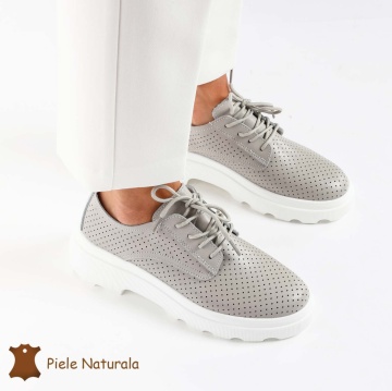 Pantofi Casual Dama Piele naturală CRL0207 GRI - Img 2
