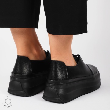 PANTOFI CASUAL Dama Piele Naturala CU SIRET CRL1439 NEGRU - Img 2