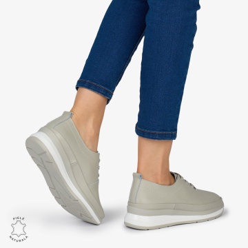 PANTOFI CASUAL Dama Piele Naturala USOR INALTA CRL1051 Culoare: GRI - Img 4