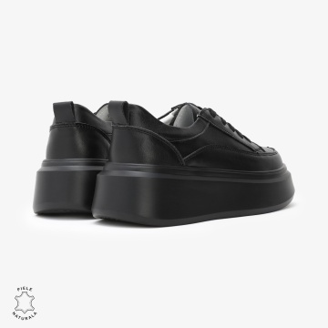 Pantofi Casual de dama din Piele Naturala CRL0566 NEGRU - Img 3