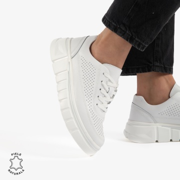 PANTOFI CASUAL DE DAMA DIN PIELE NATURALA CRL0767 ALB - Img 3