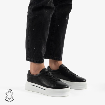 PANTOFI CASUAL DE DAMA DIN PIELE NATURALA CRL0769 NEGRU - Img 2
