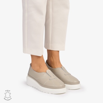 Pantofi Casual de dama din Piele Naturala CRL0918 GRI - Img 2