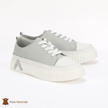 Pantofi Casual de dama din Piele naturala cu talpa groasa CRL0489 GRI