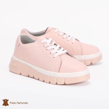 Pantofi Casual de dama din Piele naturala cu talpa groasa CRL0491 ROZ
