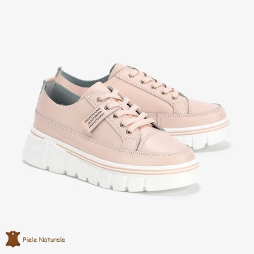 Pantofi Casual de dama din Piele naturala Interior confortabil CRL0488 ROZ - Img 2
