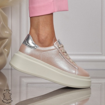 Pantofi CASUAL PIELE NATURALA CU SIRET CRL1449 ROZ