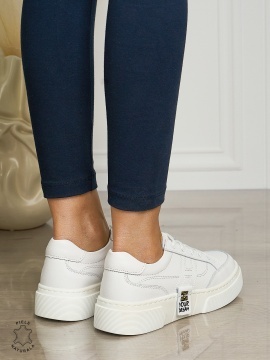 Pantofi dama din piele naturala cu siret CONFORTABILE CU MODEL LATERAL CRL1461ALB - Img 3