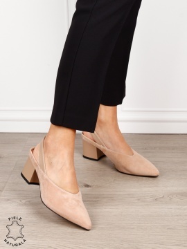 Pantofi dama eleganti din piele naturala Intoarsa cu varf ascutit CRL1631 BEJ - Img 4
