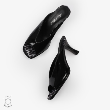 PANTOFI ELEGANTI dama din Piele Naturala CU ASPECT SPECIAL CU TOC SUBTIRE CRL1398 NEGRU