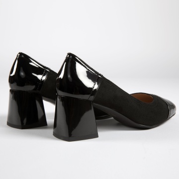 Pantofi Eleganti de dama din Piele Ecologica Intoarsa CRL0175 Negri - Img 3