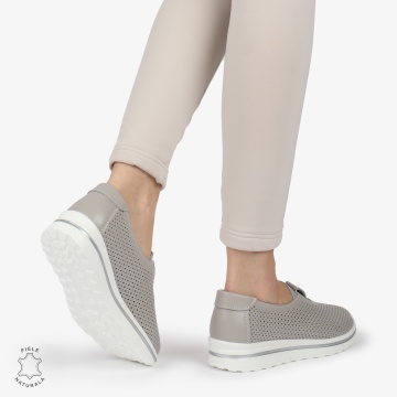 Pantofi Perforati Dama Piele naturală CRL0104 GRI - Img 2
