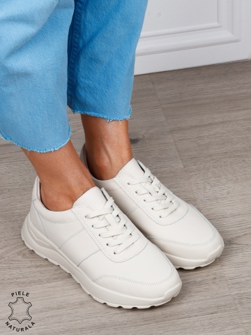 Pantofi sport dama din piele naturală cu design versatil CRL1812 BEJ - Img 2